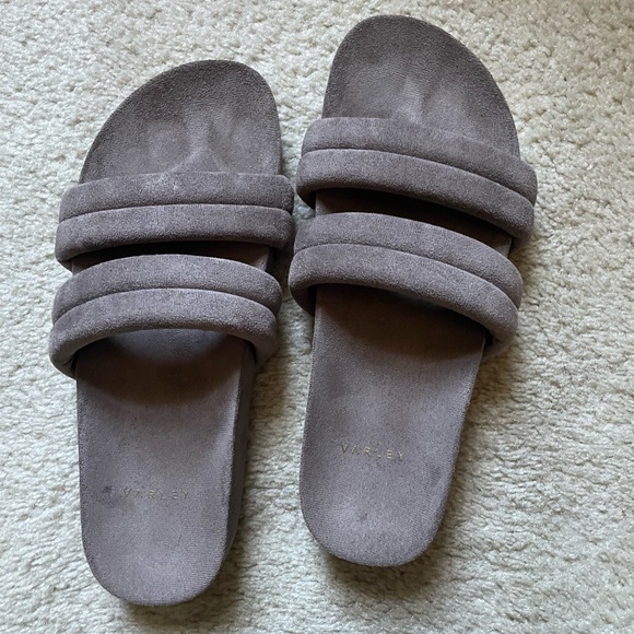 Varley Shoes - Varley -taupe faux Suede slides - size 8